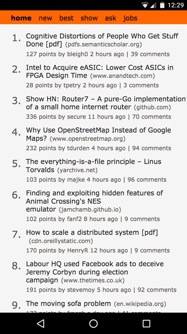 Next.js HN HN PWA running on a mobile phone